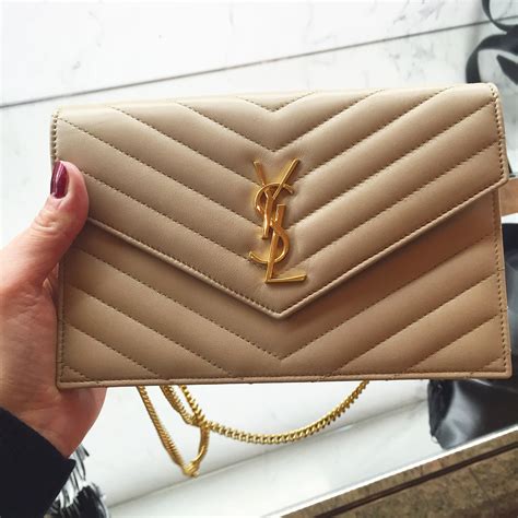 ysl wallet on chain beige|saint laurent monogram chain wallet.